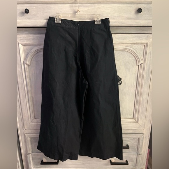 Fabiana Pigna‎ Black Wide Leg Pleated Cropped Trousers - Picture 6 of 7